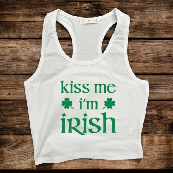 Kiss Me Irish Crop Tank - Picture 1 of 1